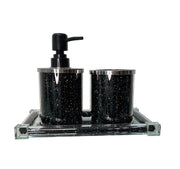 Soap Dispenser and Toothbrush Holder with Tray, Black Crushed Diamond