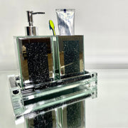 Square Soap Dispenser and Toothbrush Holder with Tray, Black Crushed